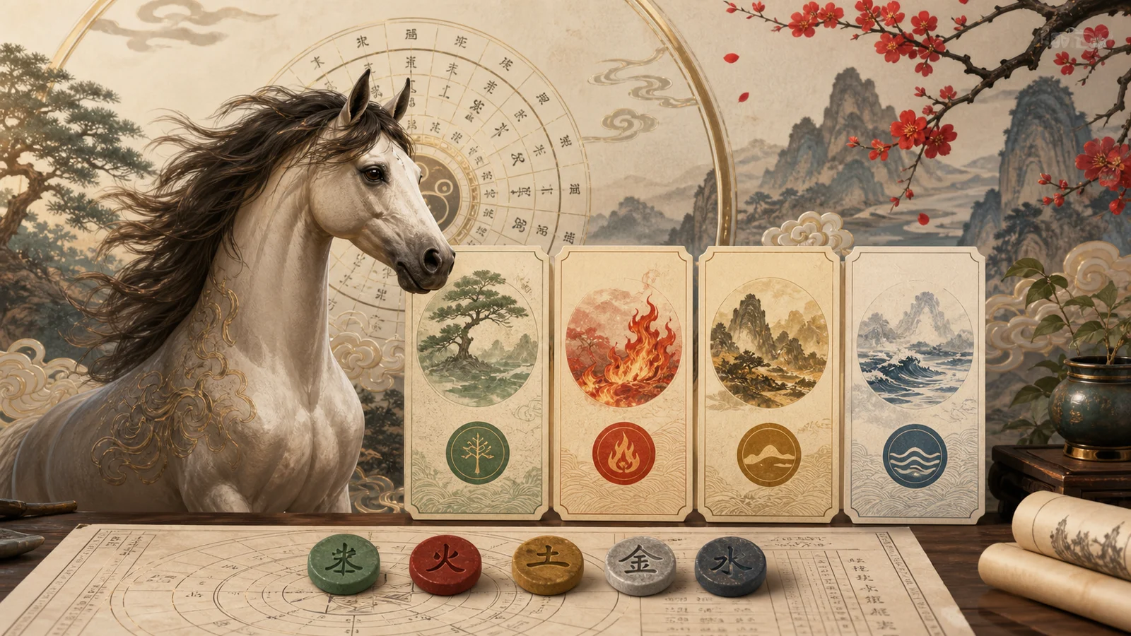 Chinese astrology Horse year as one layer inside a Bazi chart