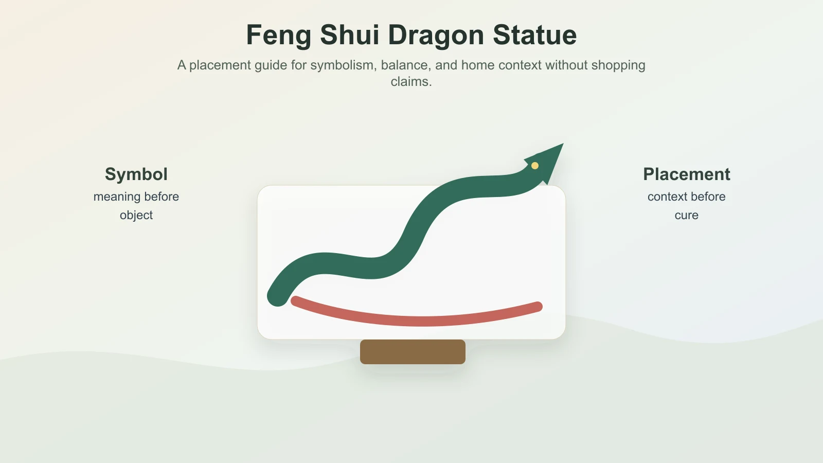 Green dragon statue concept on a calm Feng Shui placement base