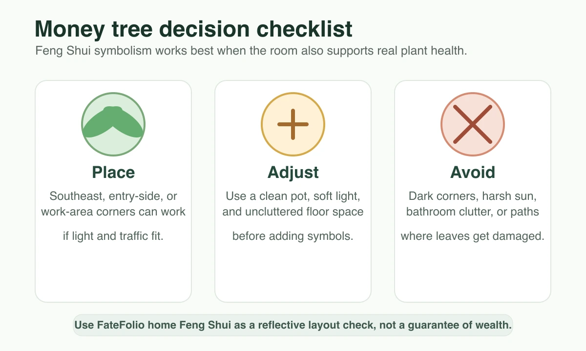 Feng shui money tree decision checklist