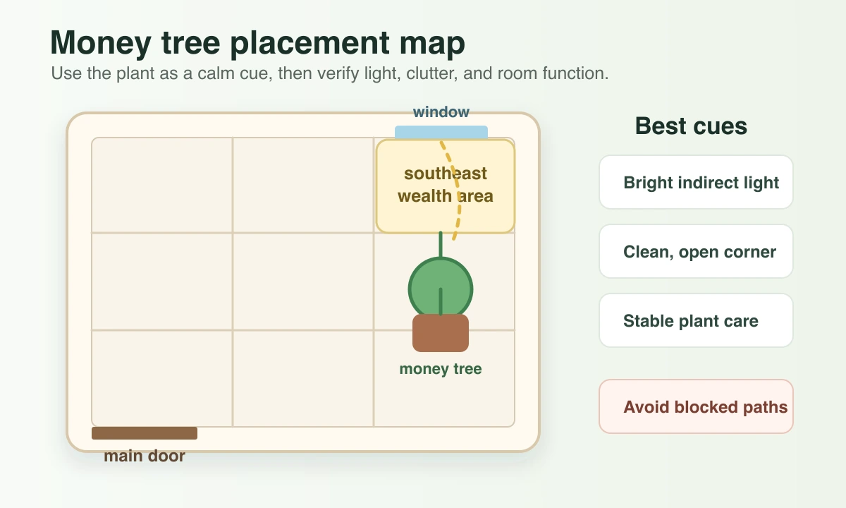 Feng shui money tree placement map