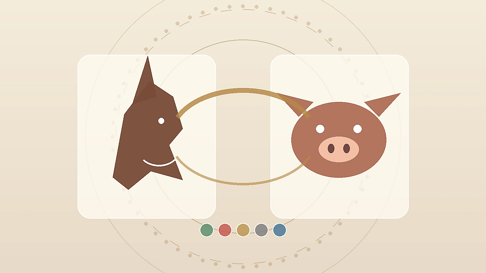 Horse and Pig zodiac symbols connected on a Bazi compatibility chart