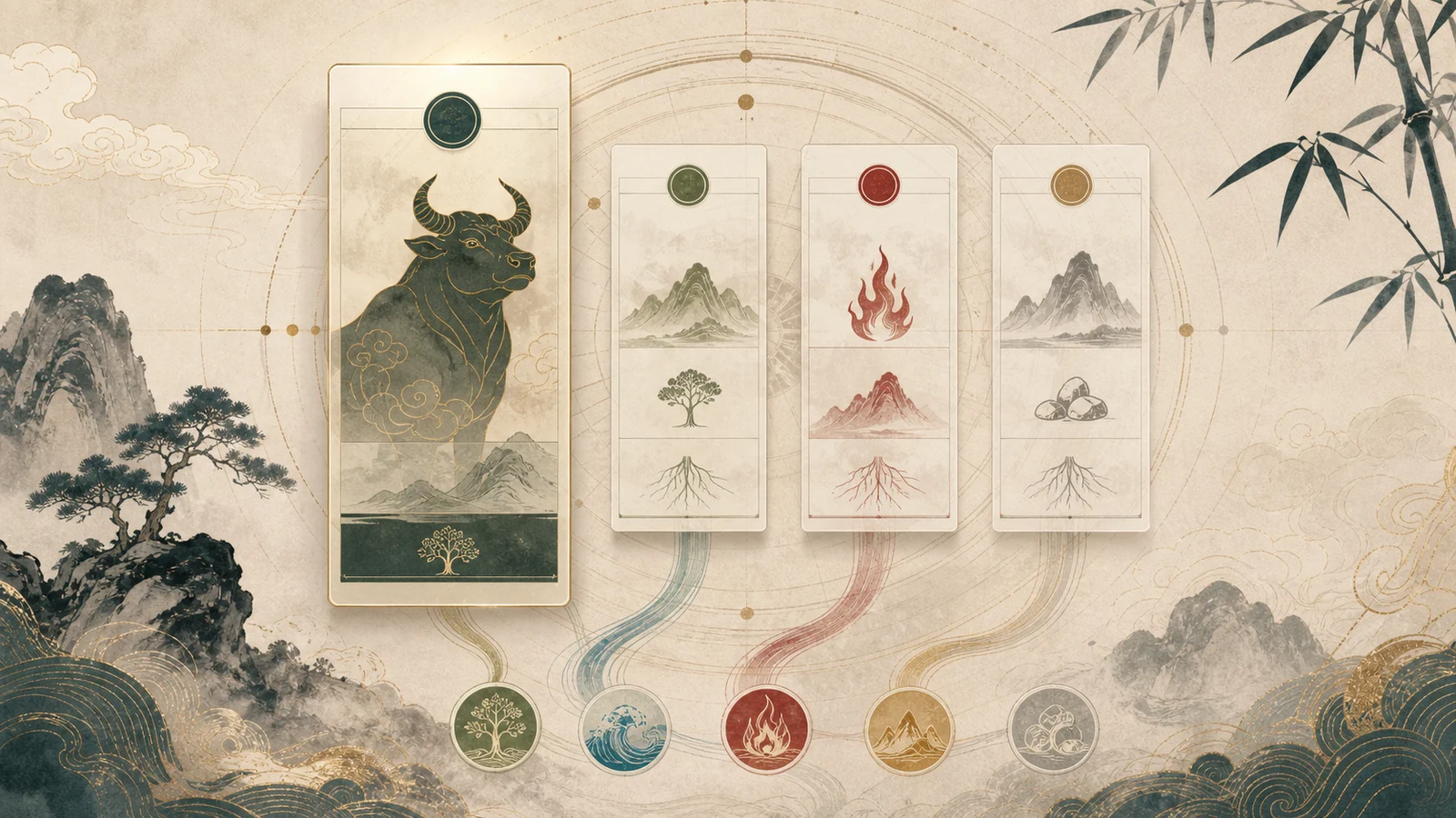 Ox Chinese zodiac year as one layer inside a Bazi chart