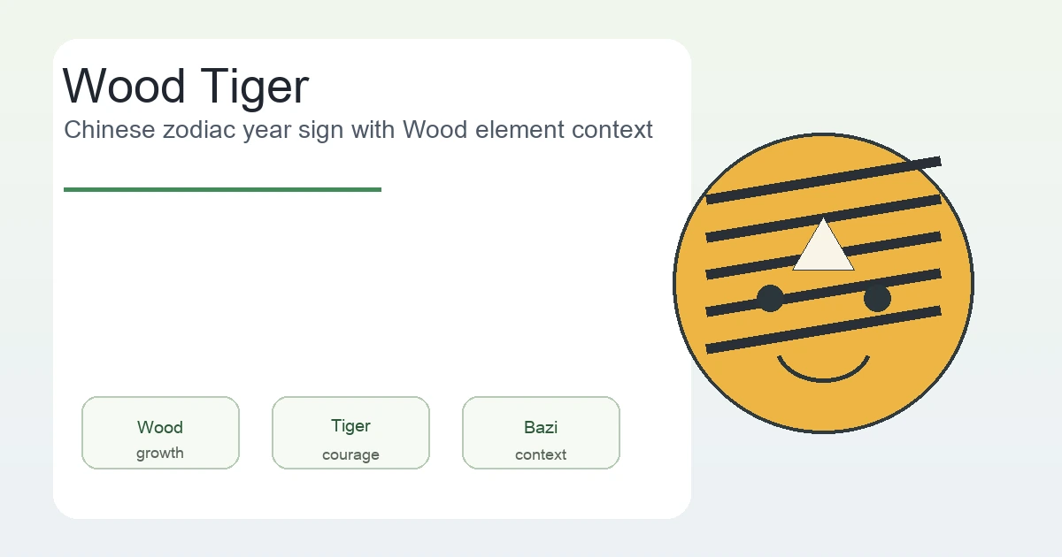 Wood Tiger zodiac symbol surrounded by Five Elements and Bazi chart layers
